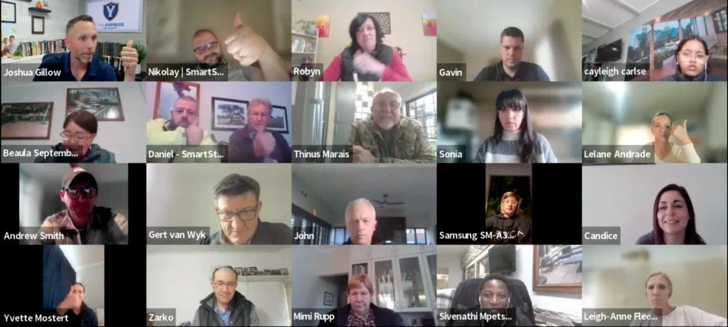 Contractors on a live Basecamp Zoom training session with Joshua Gillow